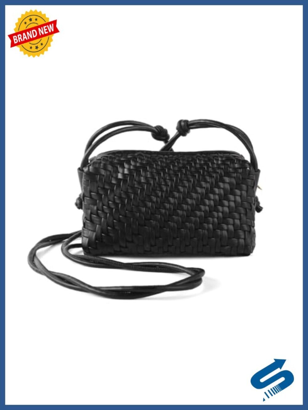 Woven Crossbody Bag - Adjustable Vegan Leather Shoulder Purse